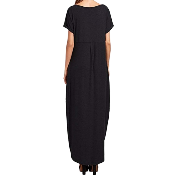 Women's Black V-Neck Maxi Beach Dress. Hit The Like ♡ Button For SALE - Picture 3 of 5